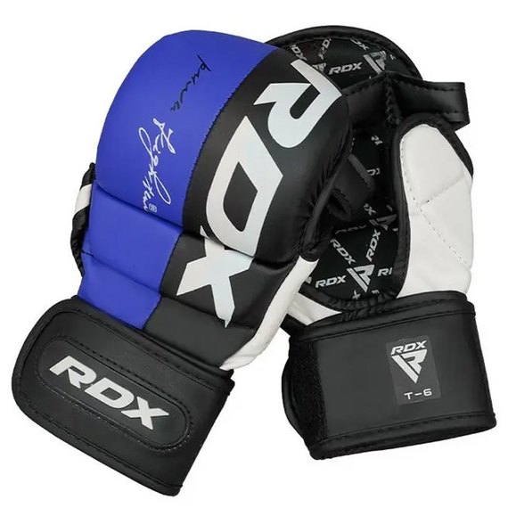Рукавички для ММА RDX T6 Plus Rex Blue S (GGR-T6U-S+), Розмір: S, Колір: Чорний/Синій, зображення 3