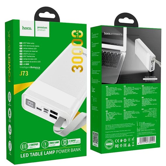 Повербанк HOCO J73 30000 mah White (розкритий), зображення 2