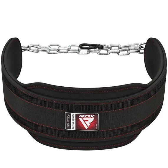 Пояс для отягощений с цепью RDX T7 Pro Dipping Belt 2 Layer неопрен Black (WDB-T7B), Цвет: Black
