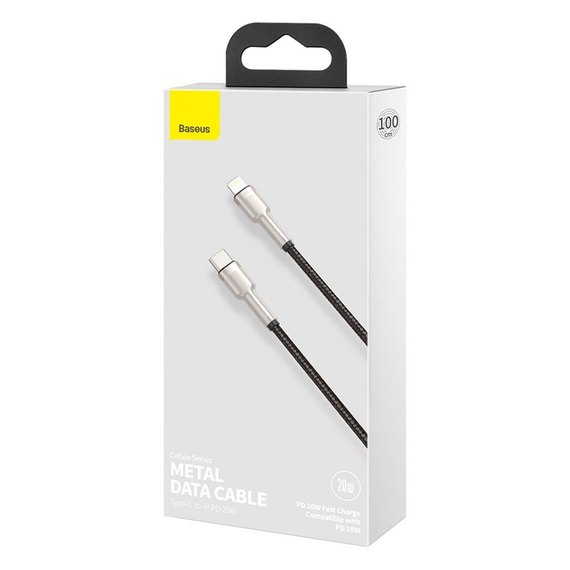 Кабель Baseus Type-C to Lightning Cafule Series Metal Data Cable 1M, 20W, PD CATLJK-A05 Black (000006571), Цвет: Black, изображение 2