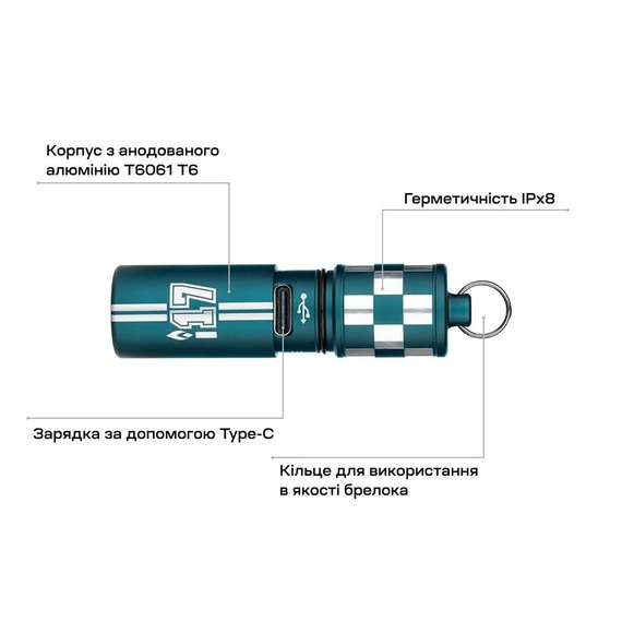Фонарь-брелок Olight i17 Checkered Flag (0.0000.0938), изображение 9