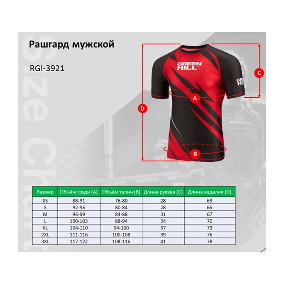 Футболка MMA Green Hill Rush Guard IMMAF S червона RGI-4021, Розмір: S, Колір: Червоний, зображення 5