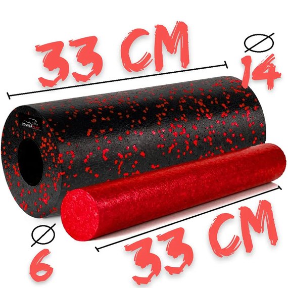 Массажный роллер PowerPlay PP-4348 2 в 1 EPP Foam Roller 33x14 см черно-красный (PP_4348_Red_(33*14))