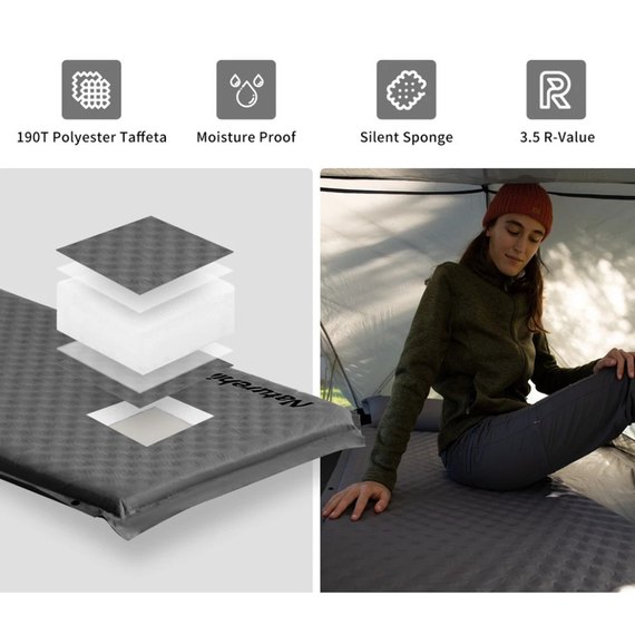 Самонадувающийся коврик Naturehike CNK2300DZ014, 60 мм, графит (6976023923371)