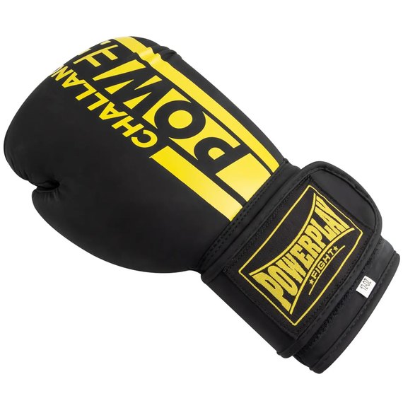 Боксерські рукавички PowerPlay 3086 Matt Challenger Чорно-жовті 14 ун (PP_3086_14oz_Bl/Yellow), Вага: 14 унцій, Колір: Чорний/Жовтий, зображення 2