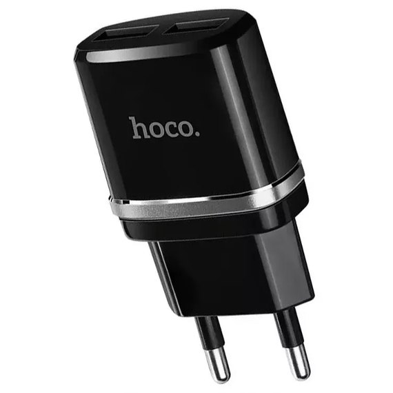 Зарядний пристрій Hoco Lightning C12 2USB, 2.4А Black (000000109), зображення 2