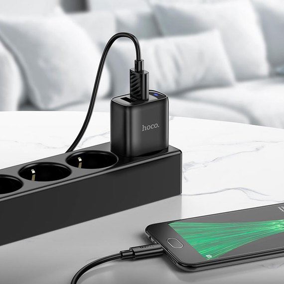 Зарядний пристрій Hoco Micro USB Cable Smart dual-port charger C141A 2USB. 2.1A/10.5W Black (000010916), зображення 3