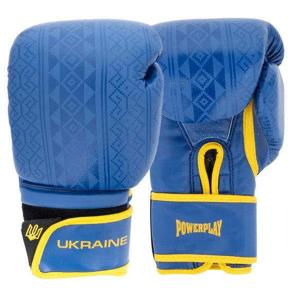 Боксерские перчатки PowerPlay 3021 Ukraine Сине-желтые 12 ун (PP_3021_12oz_Blue-Yellow), Вес: 12 унций, Цвет: Синий/Жёлтый
