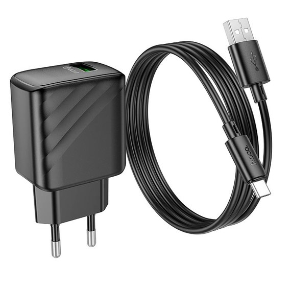 Зарядний пристрій Hoco Type-C cable Rich single Port charger CS21A 1USB, 18W/3A, QC Black (000010321), зображення 4