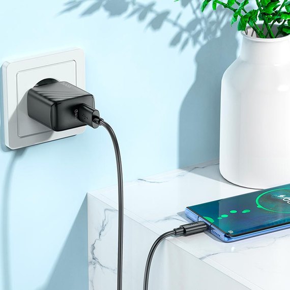 Зарядний пристрій Hoco Type-C cable Rich single Port charger CS21A 1USB, 18W/3A, QC Black (000010321), зображення 5