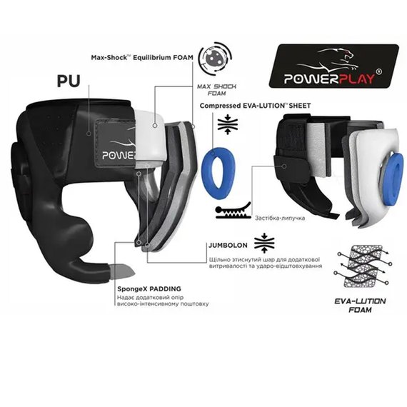 Боксерський шолом PowerPlay 3048 Чорно-зелений XL (PP_3048_XL_Bl/Green), Розмір: XL, зображення 5