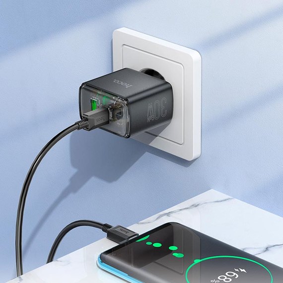 Зарядное устройство Hoco Smart charger CS42A 1Type-C/1USB, 30W/3A, PD/QC Black (000010804), Цвет: Black, изображение 3