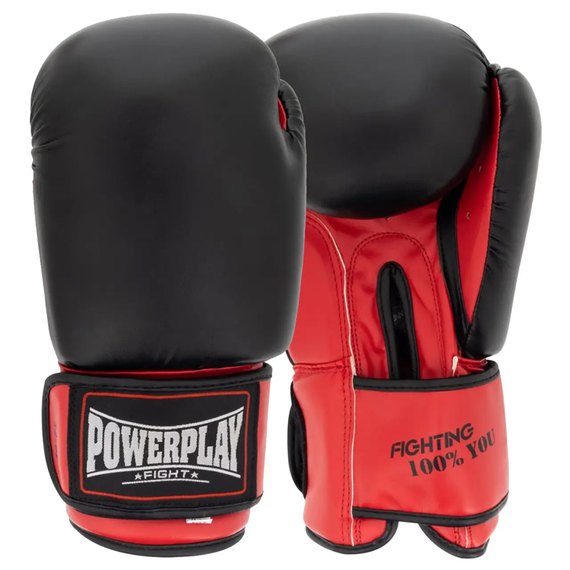 Боксерські рукавички PowerPlay 3004 Чорно-червоні 16 ун (PP_3004_16oz_Bl/Red), Вага: 16 унцій