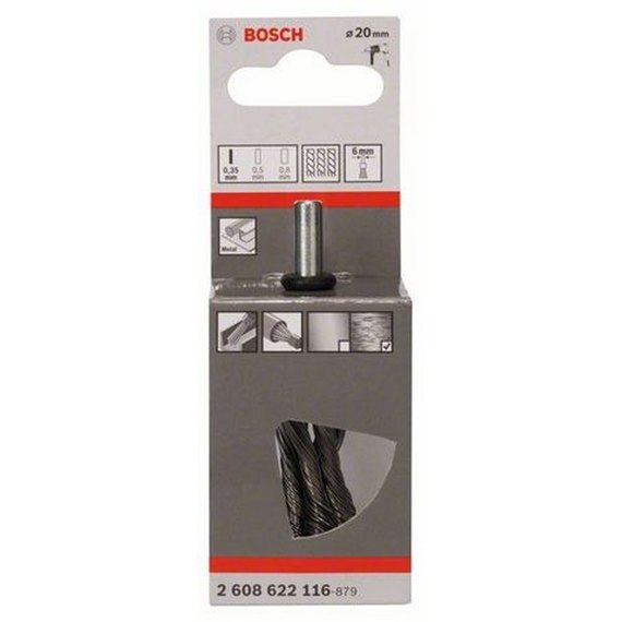 Щітка кистеподібна Bosch Inox 6 мм 0.35x19 мм пучки сталь (2608622116), зображення 2