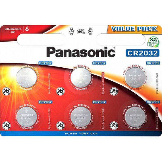 Батарейка Panasonic CR 2032 BLI 6 LITHIUM (CR-2032EL/6B)