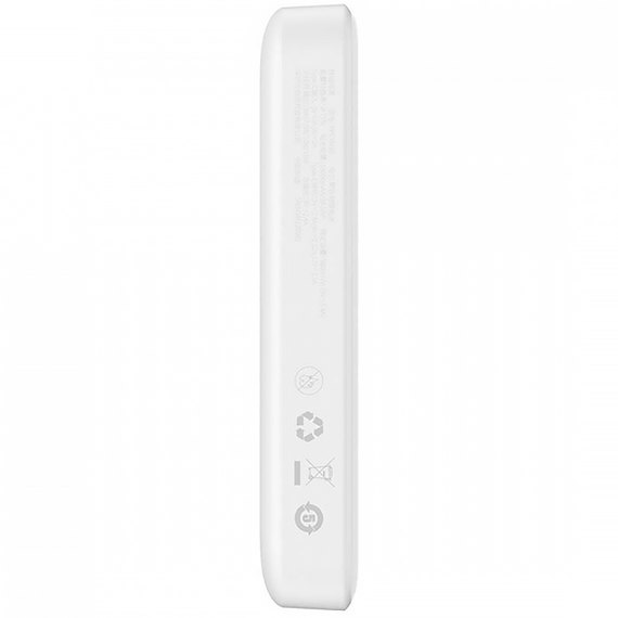 Повербанк Baseus Magnetic Mini Wireless Fast Charge 10000 mAh 20W White (PPCX070002), Ёмкость: 10 000 mAh, Цвет : White, Мощность : 20 Вт, изображение 3