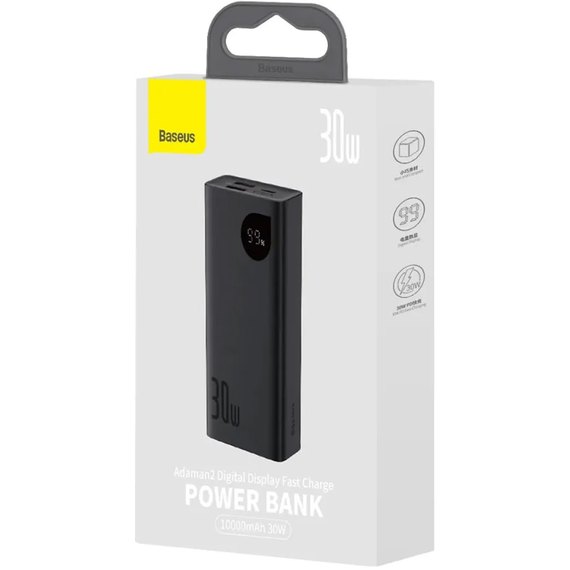 Повербанк Baseus Adaman2 Digital Display Fast Charge 10000 mAh 30W Black (PPAD040001), зображення 4
