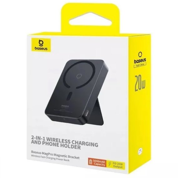 Повербанк Baseus Magnetic Bracket Wireless Fast Charge 5000 mAh 20W Black (P1006410123-00), Цвет : Black, изображение 6