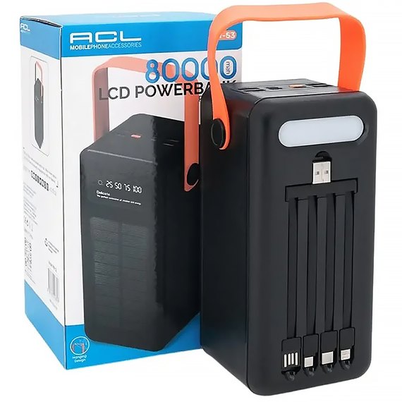 Повербанк ACL PW-53 80000 mAh Solar PD22.5W Black, изображение 3