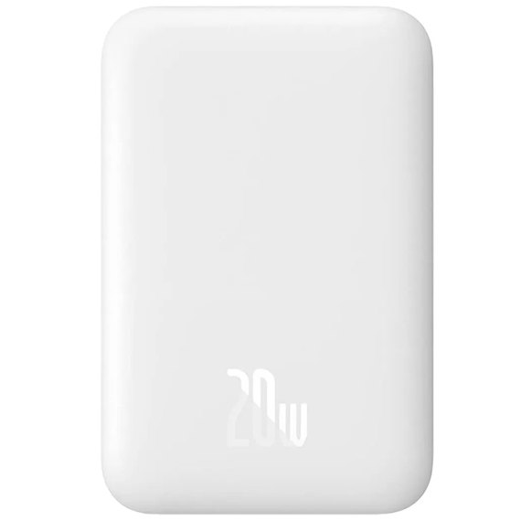 Повербанк Baseus Magnetic Mini Wireless Fast Charge 10000 mAh 20W White (PPCX070002), Ёмкость: 10 000 mAh, Цвет : White, Мощность : 20 Вт