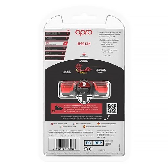 Капа для бокса OPRO Gold (возраст 11+) JAWS Black/Red (art.102504011), изображение 5