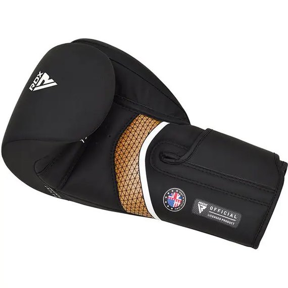Боксерские перчатки RDX AURA PLUS T-17 Black Golden 16 ун. (BGR-T17BGL-16OZ+), изображение 4