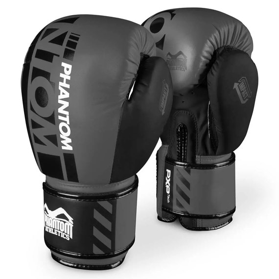 Боксерские перчатки Phantom APEX Grey 14 унций (PHBG2987-14), Вес: 14 унций, Цвет: Чёрный/Серый