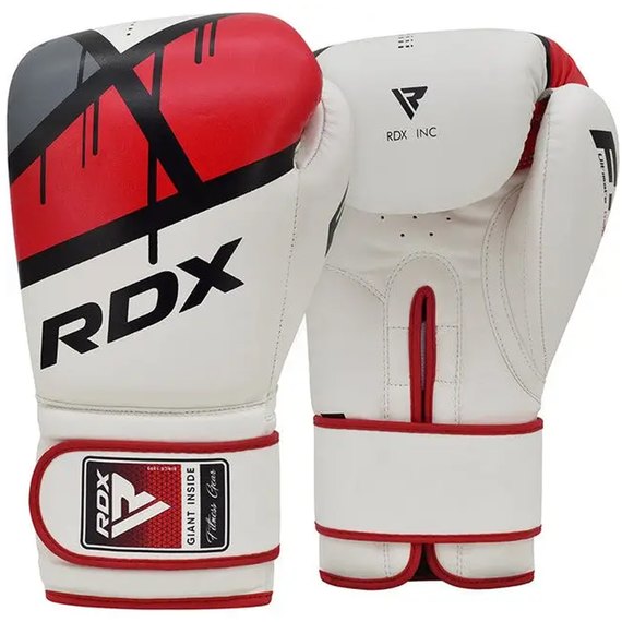 Рукавички боксерські RDX F7 Ego Red 10 ун. (BGR-F7R-10oz), Вага: 10 унцій, Колір: Білий/Червоний