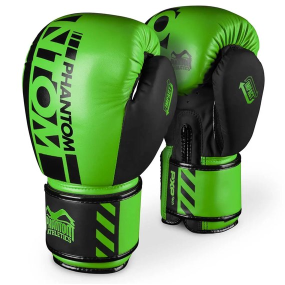 Боксерские перчатки Phantom APEX Neon Green 14 унций (PHBG2883-14), Вес: 14 унций, Цвет: Чёрный/Зелёный