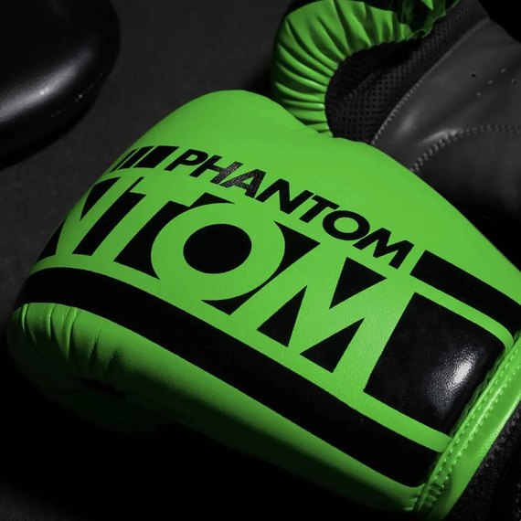 Боксерские перчатки Phantom APEX Neon Green 14 унций (PHBG2883-14), Вес: 14 унций, Цвет: Чёрный/Зелёный, изображение 4
