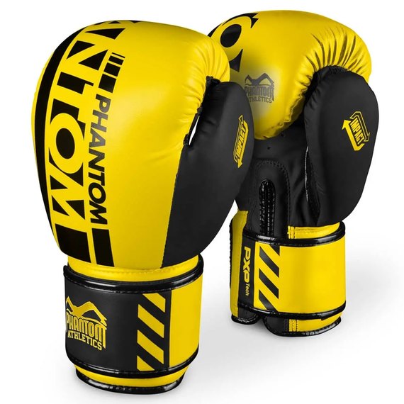 Боксерские перчатки Phantom APEX Neon Yellow 14 унций (PHBG2885-14), Вес: 14 унций, Цвет: Чёрный/Жёлтый