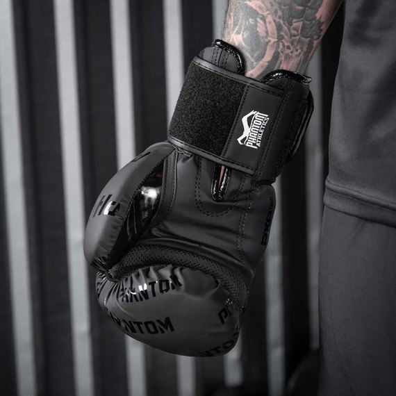 Боксерские перчатки Phantom APEX Velcro Black 12 унций (PHBG2368-12), изображение 6