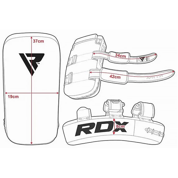 Пади для тайського боксу RDX T1 Curved Thai Kick Pad White (APR-T1W), Колір: Чорний/Білий, зображення 4