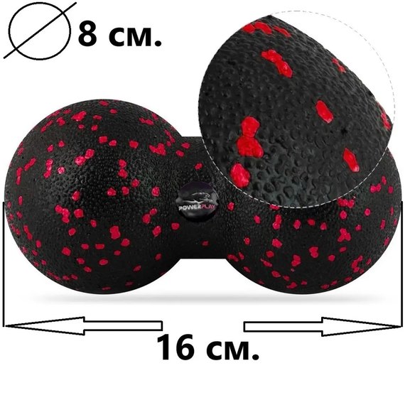Массажный набор PowerPlay PP_4091 EPP Set 4 in 1 Red (PP_4091_Red), Резинка с уровнем сопротивления: 11 кг, Цвет массажёра : Чёрно-красный, изображение 6