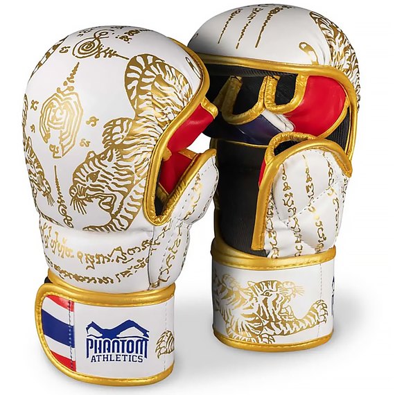 Рукавички для ММА Phantom Muay Thai White Gold L/XL (PHMMAG2706-LXL), Розмір: L/XL, Колір: Білий/Золотий