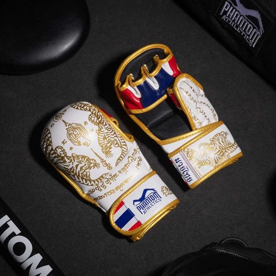 Рукавички для ММА Phantom Muay Thai White Gold L/XL (PHMMAG2706-LXL), Розмір: L/XL, Колір: Білий/Золотий, зображення 4