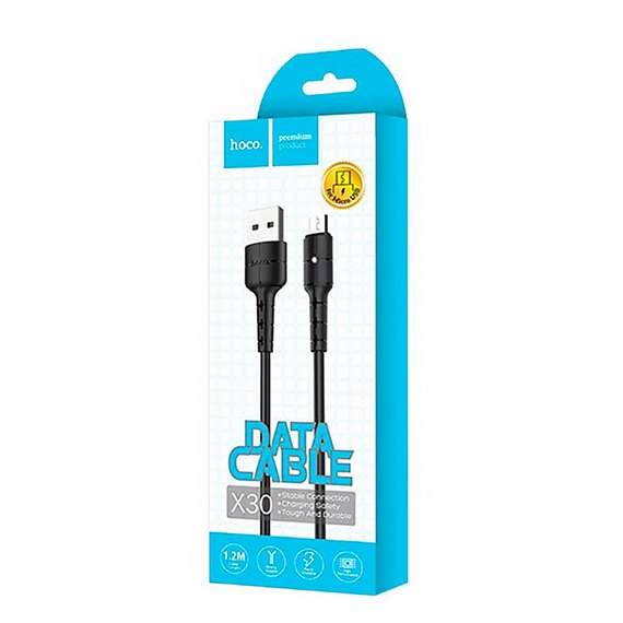 Кабель Hoco Micro USB Star X30 Black (000001297), изображение 2