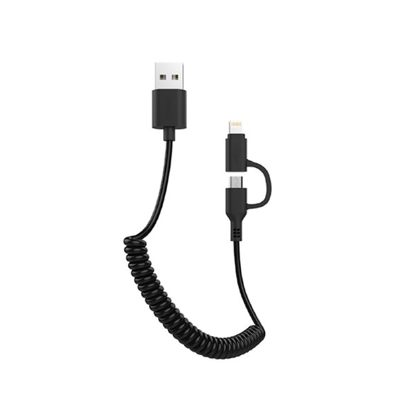 Кабель AWEI Combo Lightning + Micro USB Spring CL-53 1m, 2.4A Black (000002971)