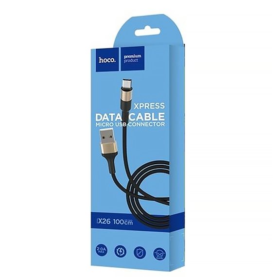 Кабель Hoco Micro USB Xpress X26 1m Black/Gold (000001544), Колір: Black/Gold, зображення 2