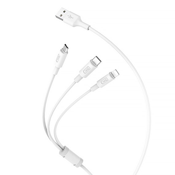 Кабель Hoco Combo Micro USB + Lightning + Type-C X25 1m, 2A White (000002330), зображення 2