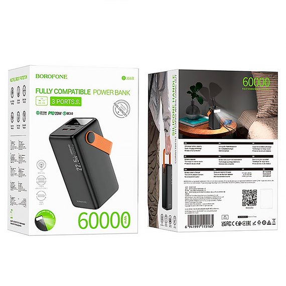 Повербанк Borofone Magnifico BJ66B 60000 mAh 22.5W Black (6941991115165), изображение 8
