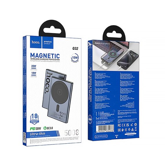 Повербанк HOCO Bird Q32 5000 mAh 20W Metal Grey (6942007634076), изображение 5