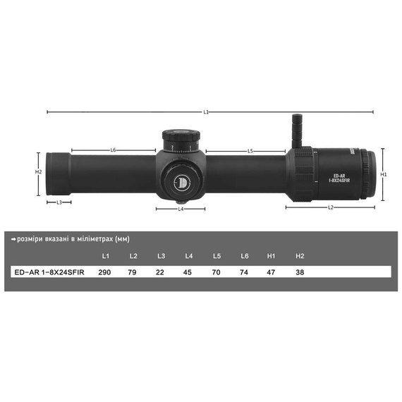 Оптический прицел Discovery Optics ED-AR 1-8x24 SFIR FFP 34 мм, подсветка (240701), изображение 7