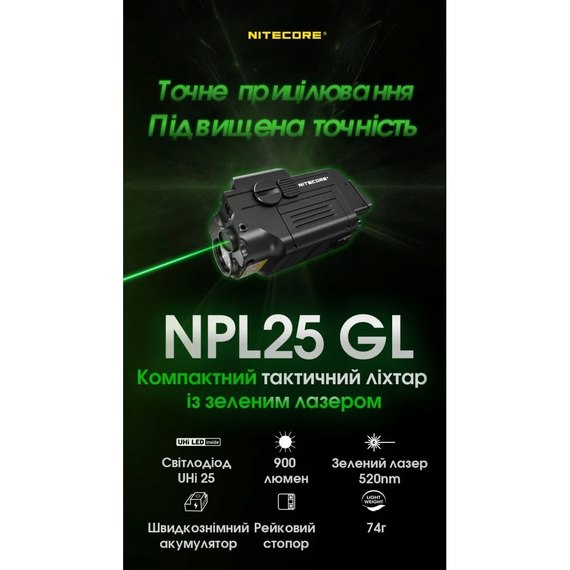 Тактический фонарь Nitecore NPL25 GL (6-1528_gl), изображение 6