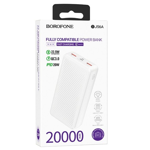 Повербанк Borofone BJ56A Graceful 22.5W+PD20W 20000 mAh Белый (6941991111839), Цвет : Белый, изображение 4