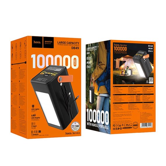 Повербанк HOCO DB49 Action 22.5W fully compatible with light 100000 mAh Black (6942007614016), изображение 4