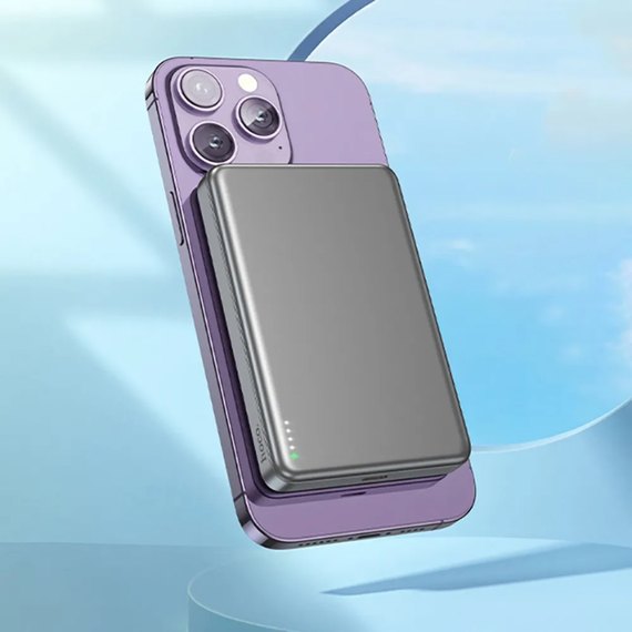 Повербанк HOCO Q26 Joy PD20W magnetic fast charging 5000 mAh Metallic Grey (6942007624039), Колір: Сірий, зображення 6