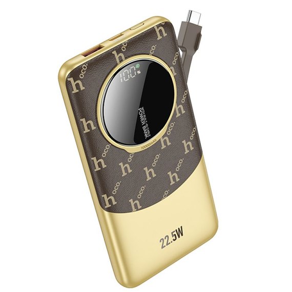 Повербанк HOCO Q29 Nobility 22.5W+PD20W with cable Type-C 10000 mAh Brown (6942007633277), Цвет : Золотой, изображение 2