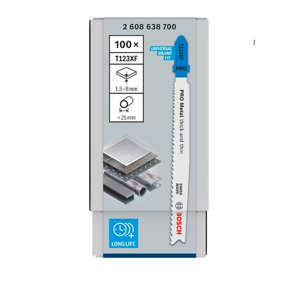 Пильное полотно по металлу для лобзиковых пил Bosch Progressor for Metal T 123 XF 100 шт/уп (2608638700), изображение 2