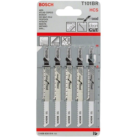 Пиляльне полотно по дереву для лобзикових пил Bosch Clean for Wood T 101 BR 5 шт/уп (2608630014), зображення 2